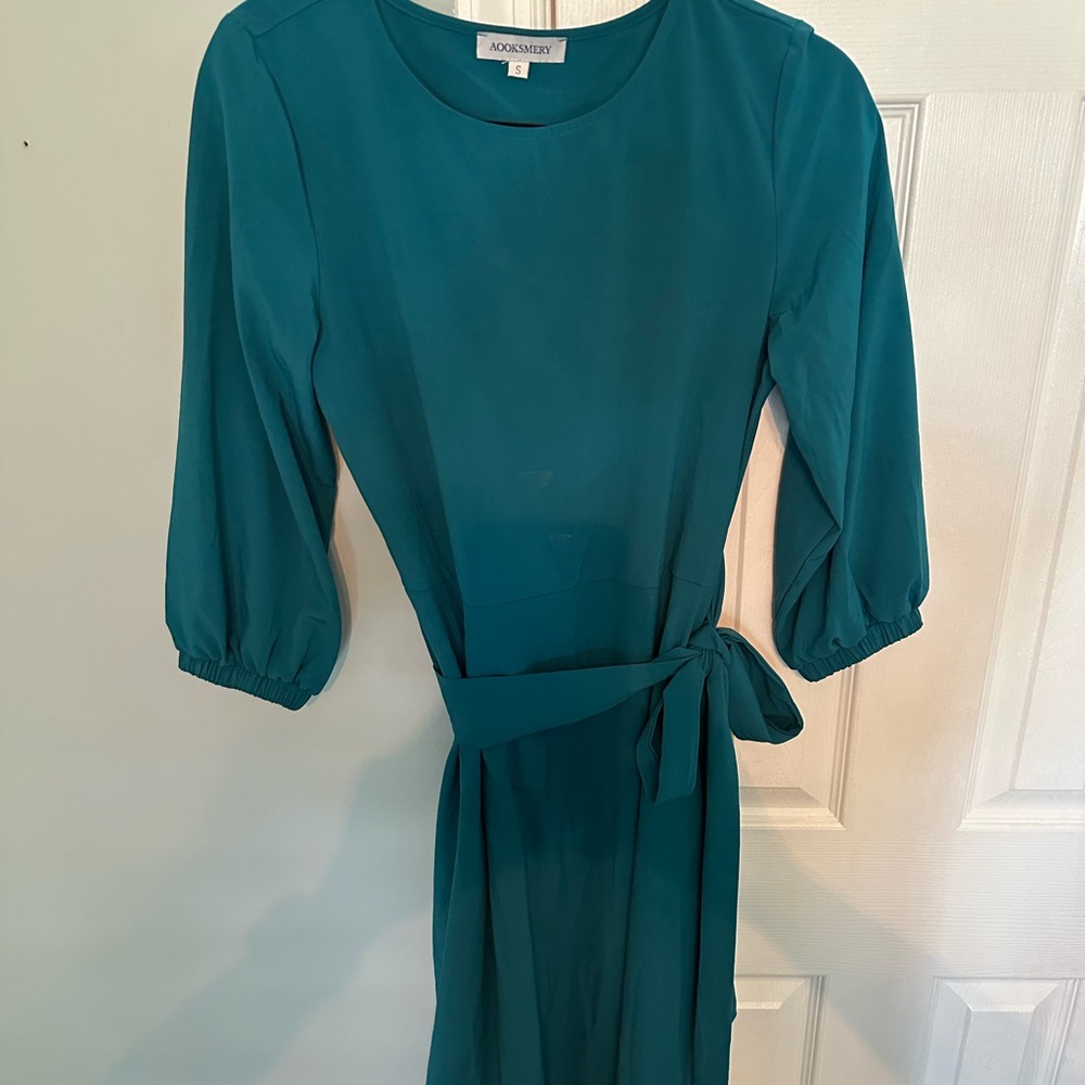 Elegant Teal Long Sleeve Dress by Rocksteady